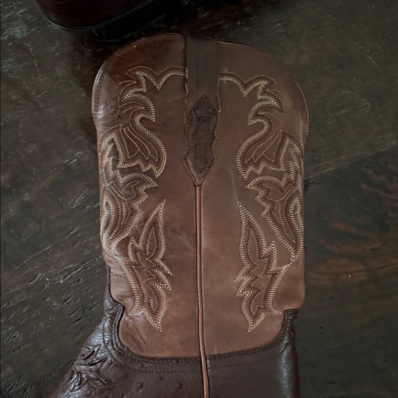 Women's Lucchese full Quill Ostrich Brown Western Boots - Picture 6 of 14
